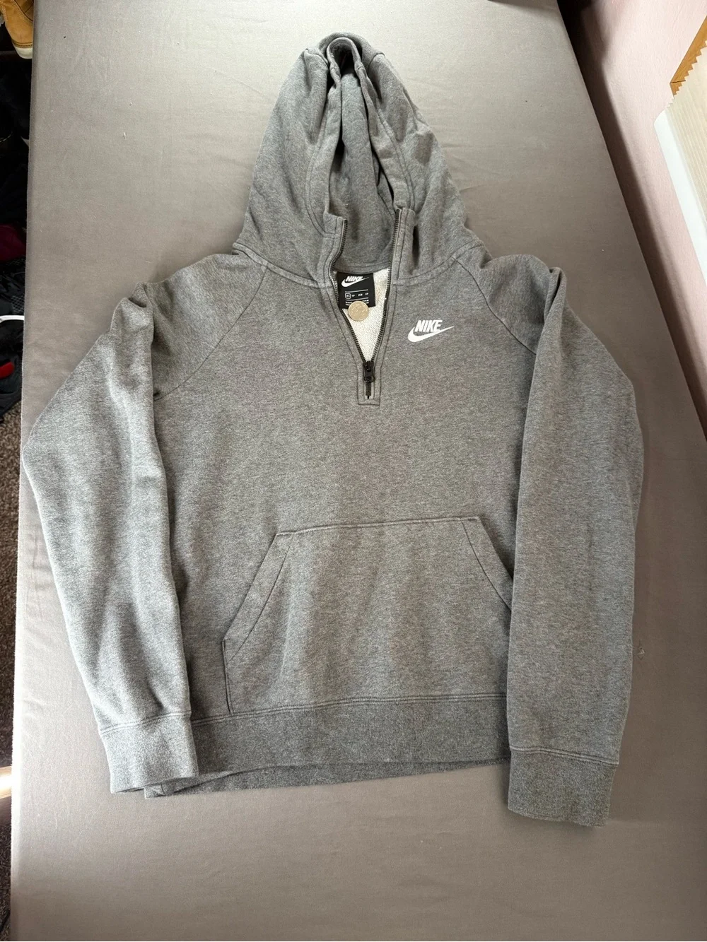 Nike Heather Gray Half-Zip Hoodie with Hood